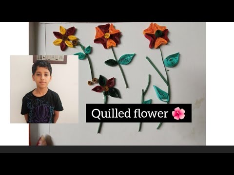 How to make quilled flower|| Quilled flower# made by Snithik Bhattacharya class 5