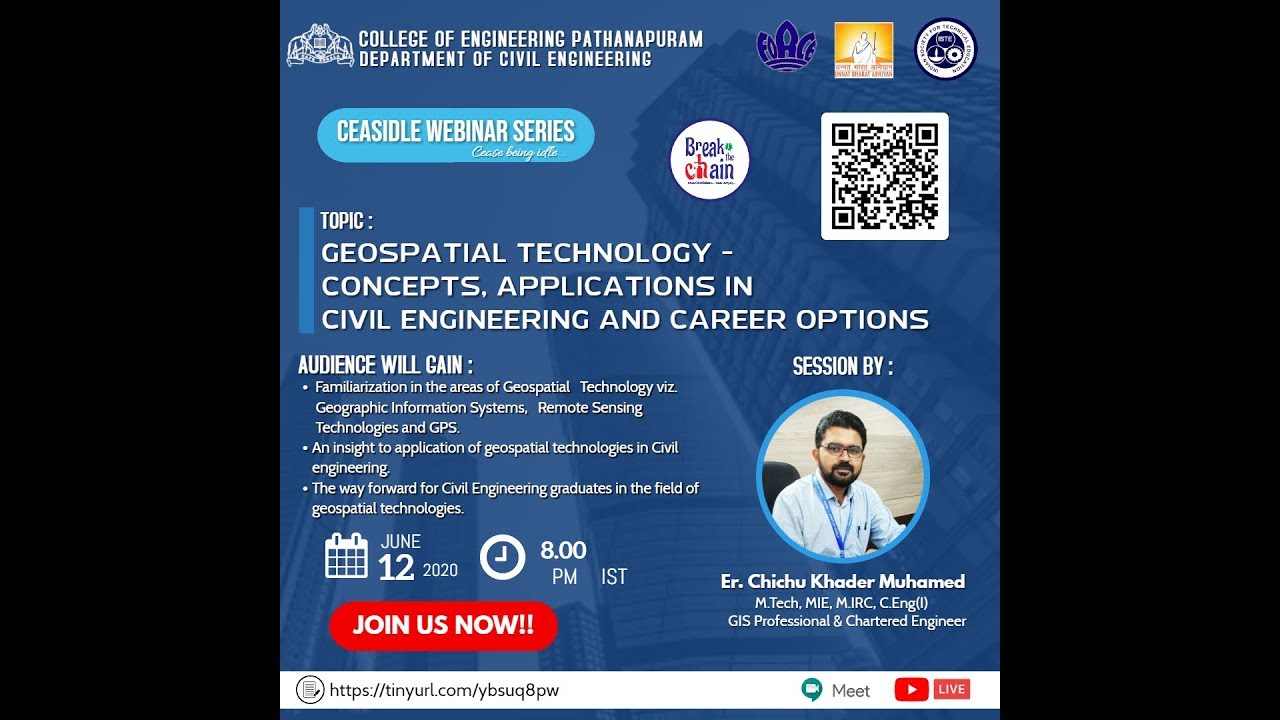 GEOSPATIAL TECHNOLOGY-CONCEPTS,APPLICATIONS IN CIVIL ENGINEERING.|CEASIDLE WEBINAR |CLASS NO:10