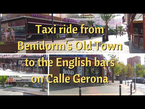 Taxi ride from Benidorm's Old Town to the English bars on Calle Gerona [4K]