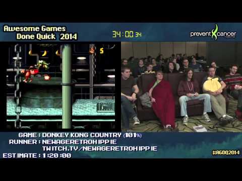 Donkey Kong Country :: SPEED RUN Live (0:58:17) (101%) [SNES] by NewAgeRetroHippie #AGDQ 2014