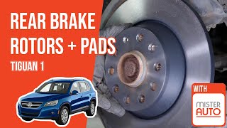 Youtube thumbnail of video "How to replace the rear brake rotors and pads Tiguan mk1 🚗"
