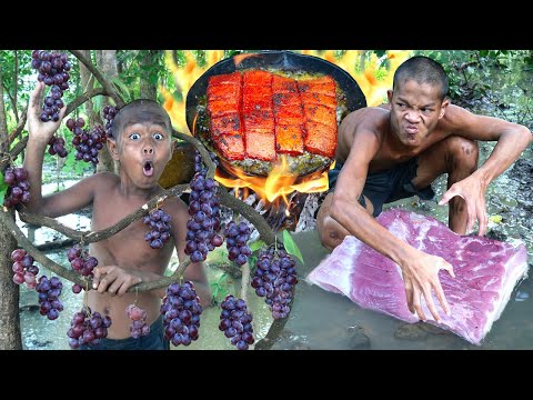 Primitive Technology - Meet Rech Fruit & Cook Food Eating( Kmeng Prey )