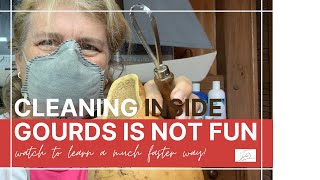 CLEANING INSIDE GOURDS// KUTZALL ROTARY BURR // LEARN A FASTER WAY // Otter Cottage Arts // Gourd TV