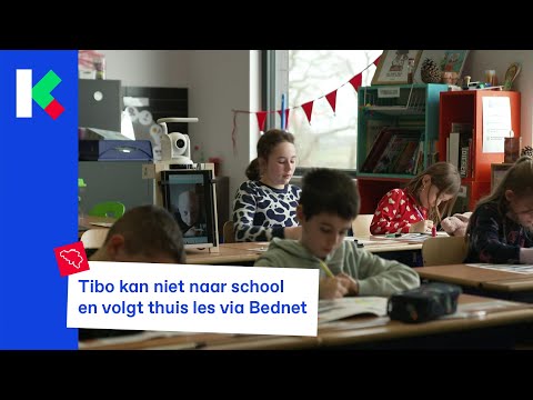 Tibo volgt thuis les via Bednet