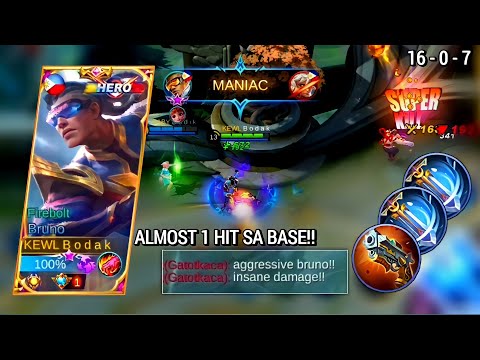 ALMOST 1 HIT SA BASE | BRUNO BEST BUILD AND EMBLEM MLBB - Master Bodak