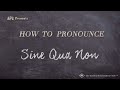 How to Pronounce Sine Qua Non (Real Life Examples!)