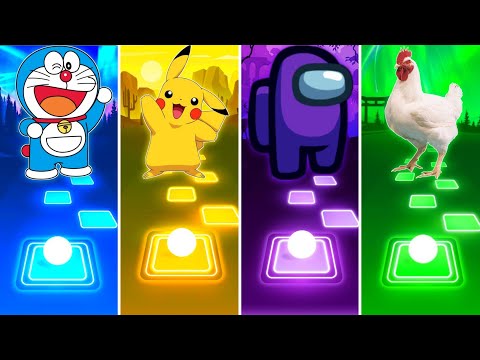 Doraemon vs Pikachu vs Among Us vs Chicken - Tiles Hop EDM Rush