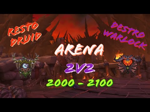 WoW BFA 8.2.5 Resto Druid / Destro Warlock Arena 2v2 2k+ Part I