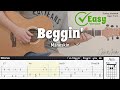 Beggin' (Easy Version) - Måneskin | Fingerstyle Guitar | TAB + Chords + Lyrics