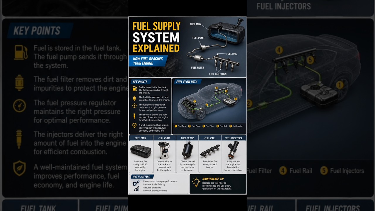 Fuel Supply System Explained in 60 Seconds ⛽🚗 #engine #automobile