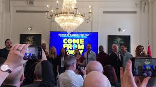 UK cast of Tony Award-winning musical Come From Away sing Somewhere in the Middle of Nowhere