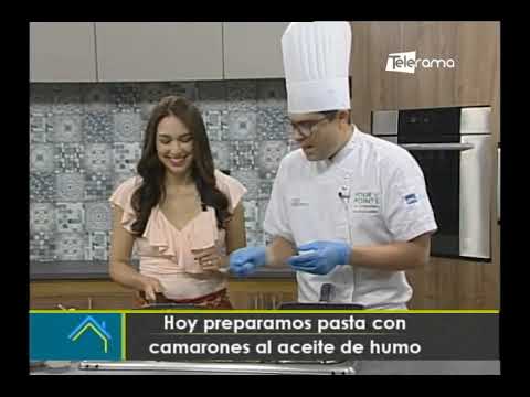 Hoy preparamos pasta con camarones al aceite de humo