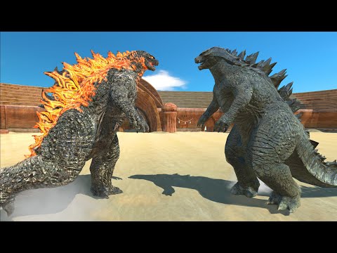 Godzilla 2021 VS Godzilla 2014 At The Arena - Animal Revolt Battle Simulator