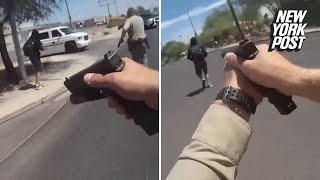 Suspect shot by police after stabbing two victims