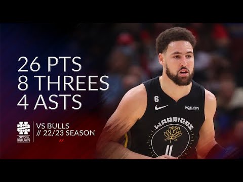 Klay Thompson 26 pts 8 threes 4 asts vs Bulls 22/23 season