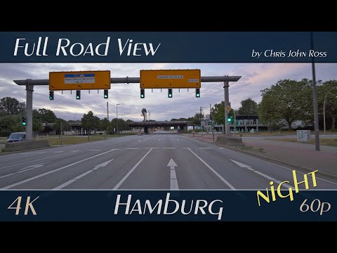 Hamburg, Germany: Rothenburgsort - Hammerbrook - Hohenfelde / B75 - 4K (60p) - EVENING/NIGHT