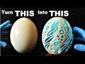 I Carve an Ostrich Egg filled with Resin (and it glows)