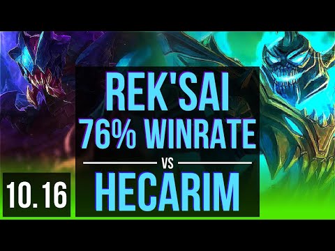 REK'SAI vs HECARIM (JUNGLE) | 76% winrate, KDA 6/1/2, Dominating | KR Master | v10.16