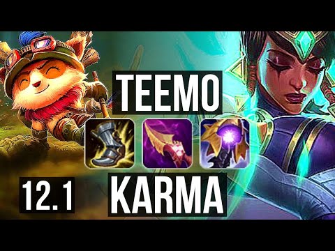 TEEMO vs KARMA (TOP) | Rank 1 Teemo, 3/1/2 | KR Master | 12.1