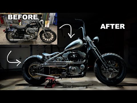 Harley Davidson Sportster to Hardtail Bobber Fabrication Build in 20 Minutes