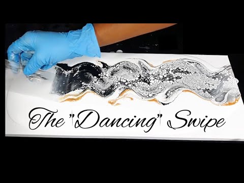 INCREDIBLE Black & White LACING! 😮 The "Dancing" SWIPE / Acrylic Pour Painting / Abstract Art (185)
