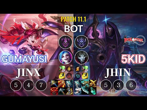 T1 Gumayusi Jinx vs KT 5kid Jhin Bot - KR Patch 11.1