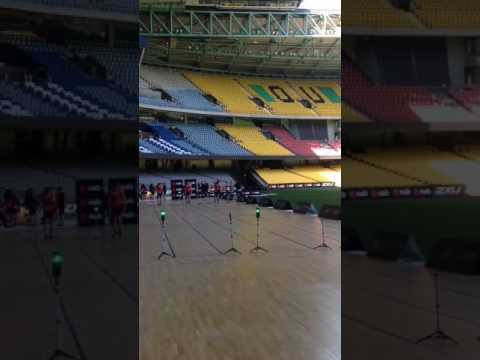 Glenelg's Sam Walker (21) completes the Repeat Sprint test at the AFL Combine
