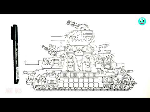 How To Draw Cartoon Tank Hybrid KV-44M, KV-6, KV-54, Fijeron | HomeAnimations - Cartoons About Tanks