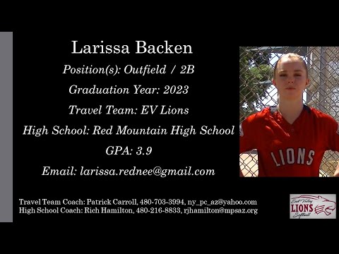Larissa Backen Softball Skills Video - 2023 Outfield 2B