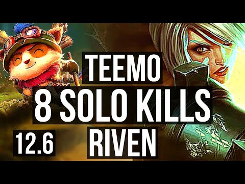 TEEMO vs RIVEN (TOP) | 8 solo kills, 65% winrate | NA Master | 12.6