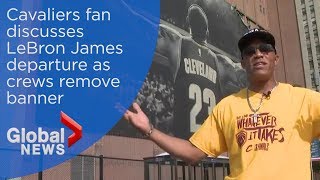 LeBron James remembered by Cleveland Cavaliers fans as banner removed