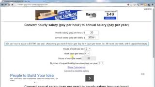 Convert hourly salary to annual salary
