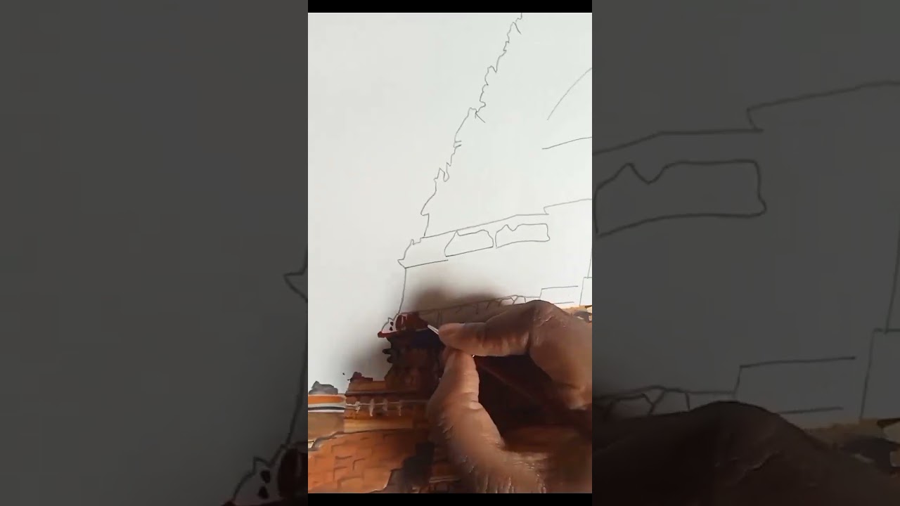 tanjavur big temple 🙏 architecture painting 🖌️🎨 painting for beginners 🌟