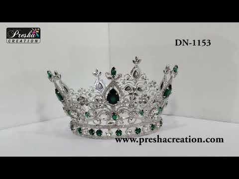 Green brass beauty peagent crown, size: 5