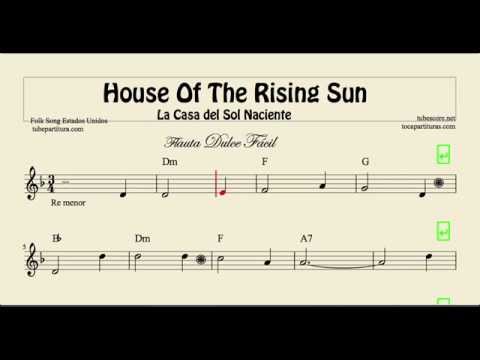 House of the Rising Sun Easy Sheet Music for Flute with Chords La Casa del Sol Naciente