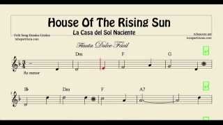 House of the Rising Sun Easy Sheet Music for Flute with Chords La Casa del Sol Naciente
