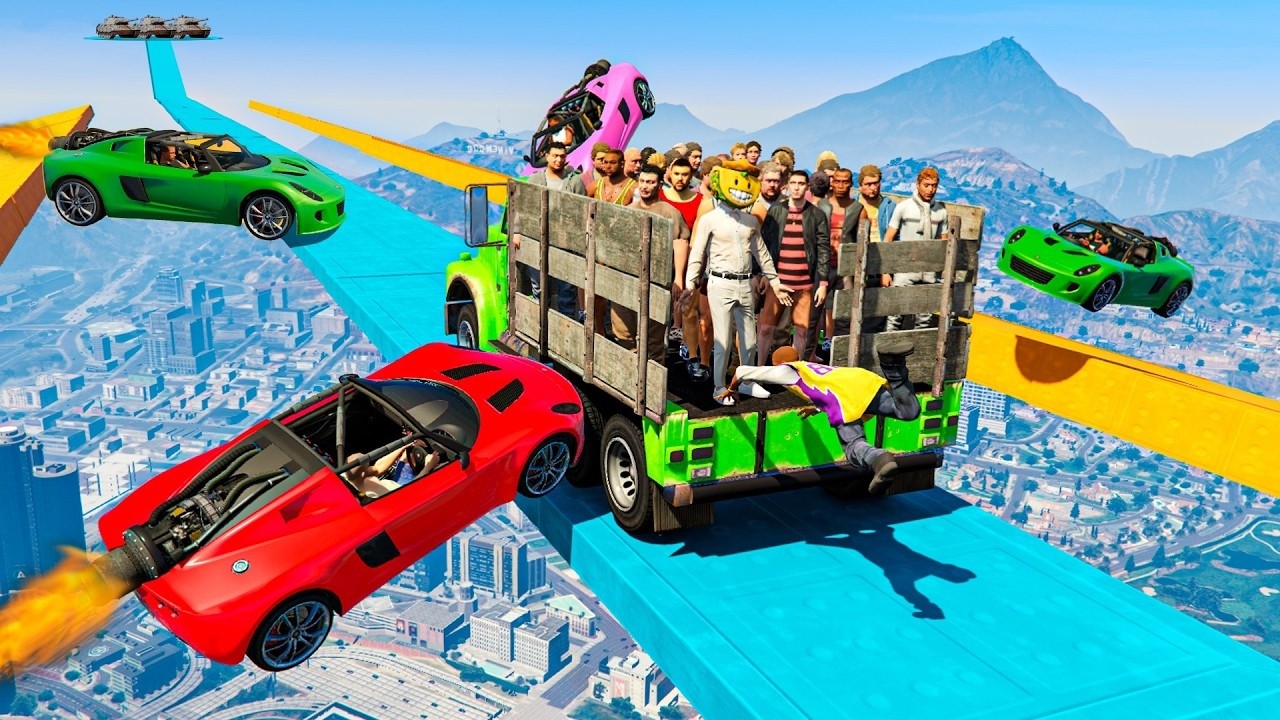 CORRE O TE ATROPELLO EN CAMIÓN CON PERSONAS!! SÚPER GRACIOSO! - GTA 5 ONLINE