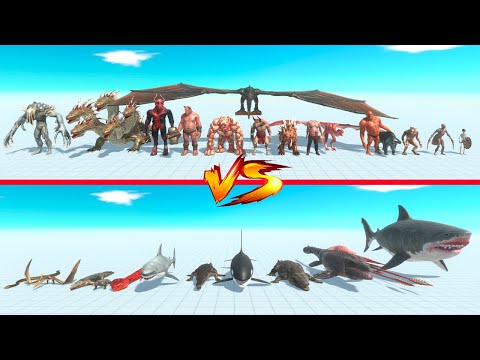 Aquatics + Reptiles vs Fantasy + Infernals - Animal Revolt Battle Simulator