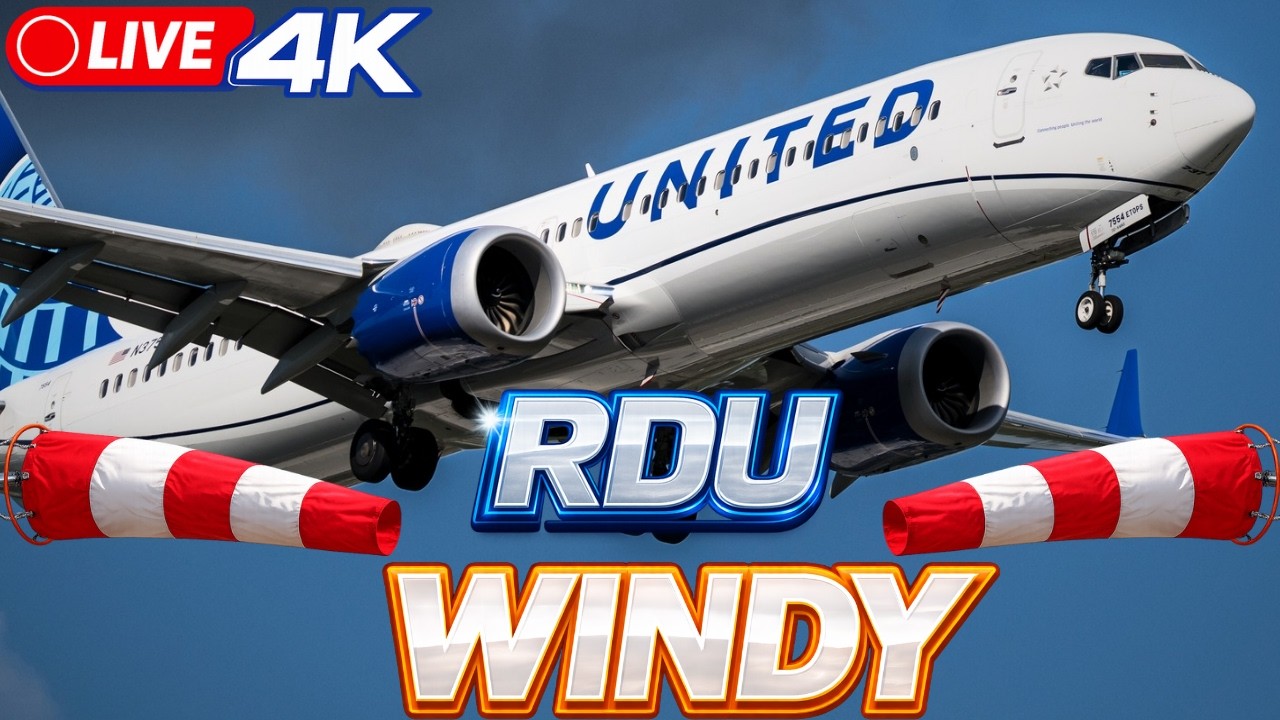 🔴LIVE 4K WINDY PLANE SPOTTING FROM: RDU RALEIGH DURHAM INT🔴