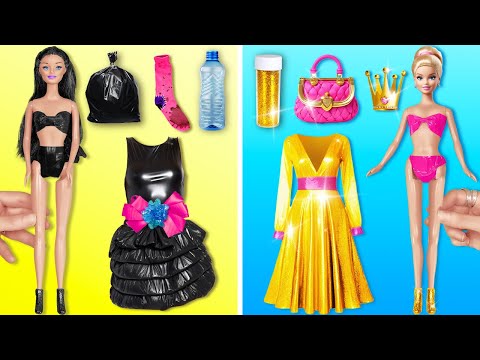 Rich VS Broke Barbie Makeover💗 From Unpopular to Famous beauty Hacks by 123 GO!