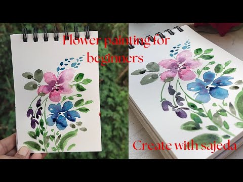Flowers painting for beginners 🌺🎨🖌️#beginners #flowers #watercolor #painting #art #artwork #youtube