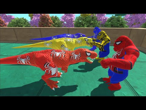 Colored SPIDERMAN T-REX vs GORO DEATH RUN - ANIMAL REVOLT BATTLE SIMULATOR || tauPlays sims eps131