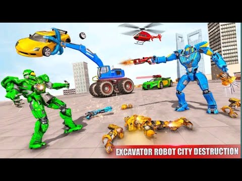 Dino Excavator Robot Car Transformer Game