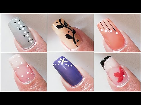 6 Easy Nail Art designs For Beginners 2024 || Diseños de uñas Cortas l