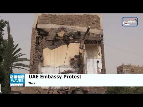 Protest in front of the UAE embassy in Berlin condemning the bombing of the Saudi coalition