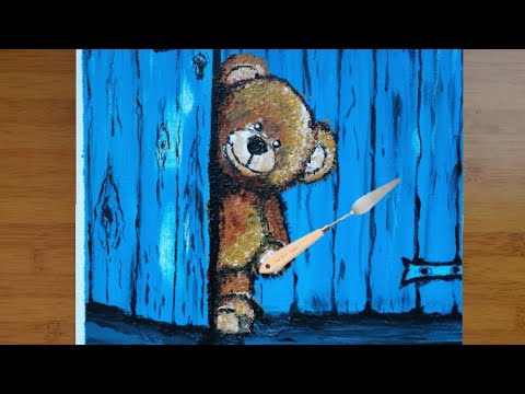 Very Easy Teddy Bear Acrylic paint tutorial / ASMR