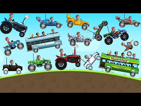 Hill Climb Racing 1 - ALL VEHICLE PAINTS Tractor, Bus, Rally, Motocross Bike Gameplay