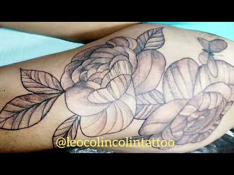 Tatuagem peony whip shading Leo Colin tattoo floral