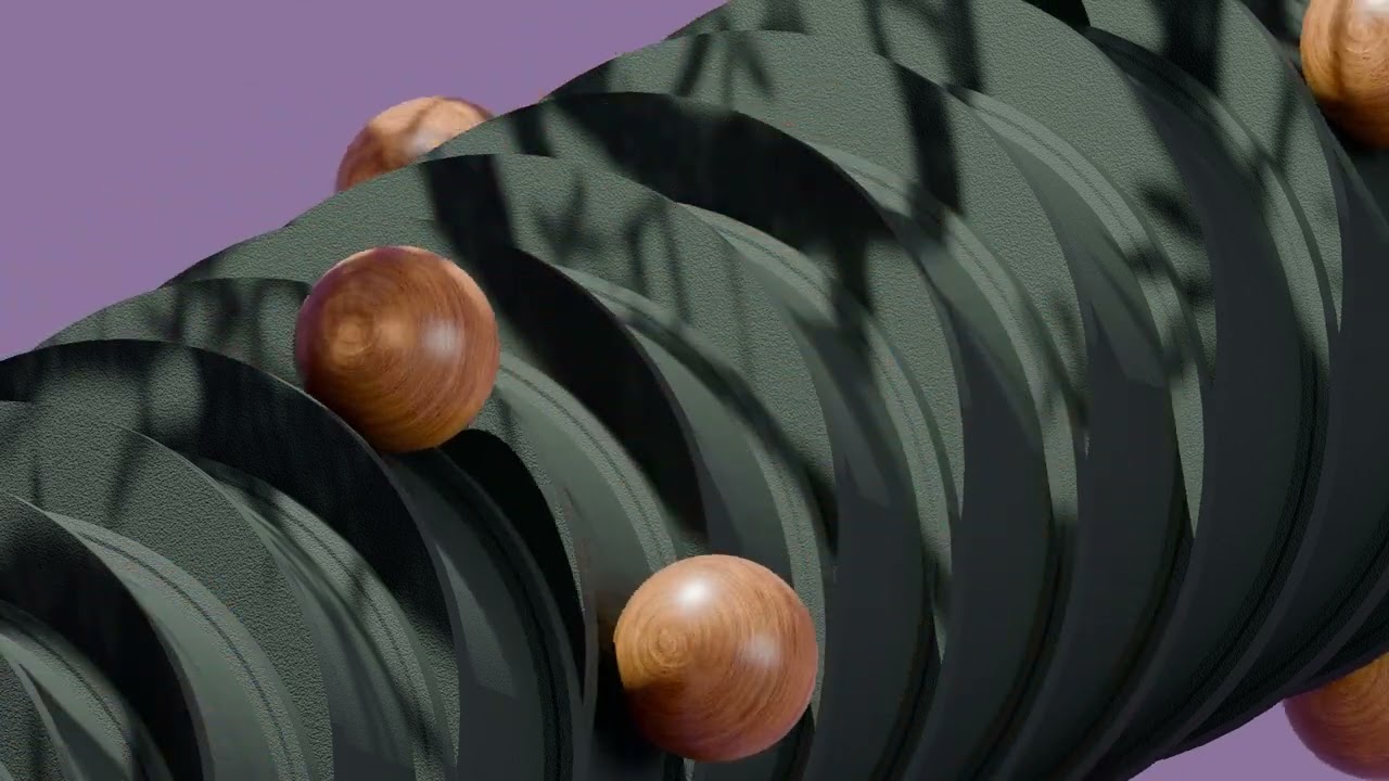 Modern Abstract Spiral Column with Wooden Spheres 3D Model