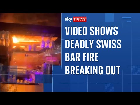 Video shows ceiling of ski resort bar catching fire, 'killing dozens' of young revellers